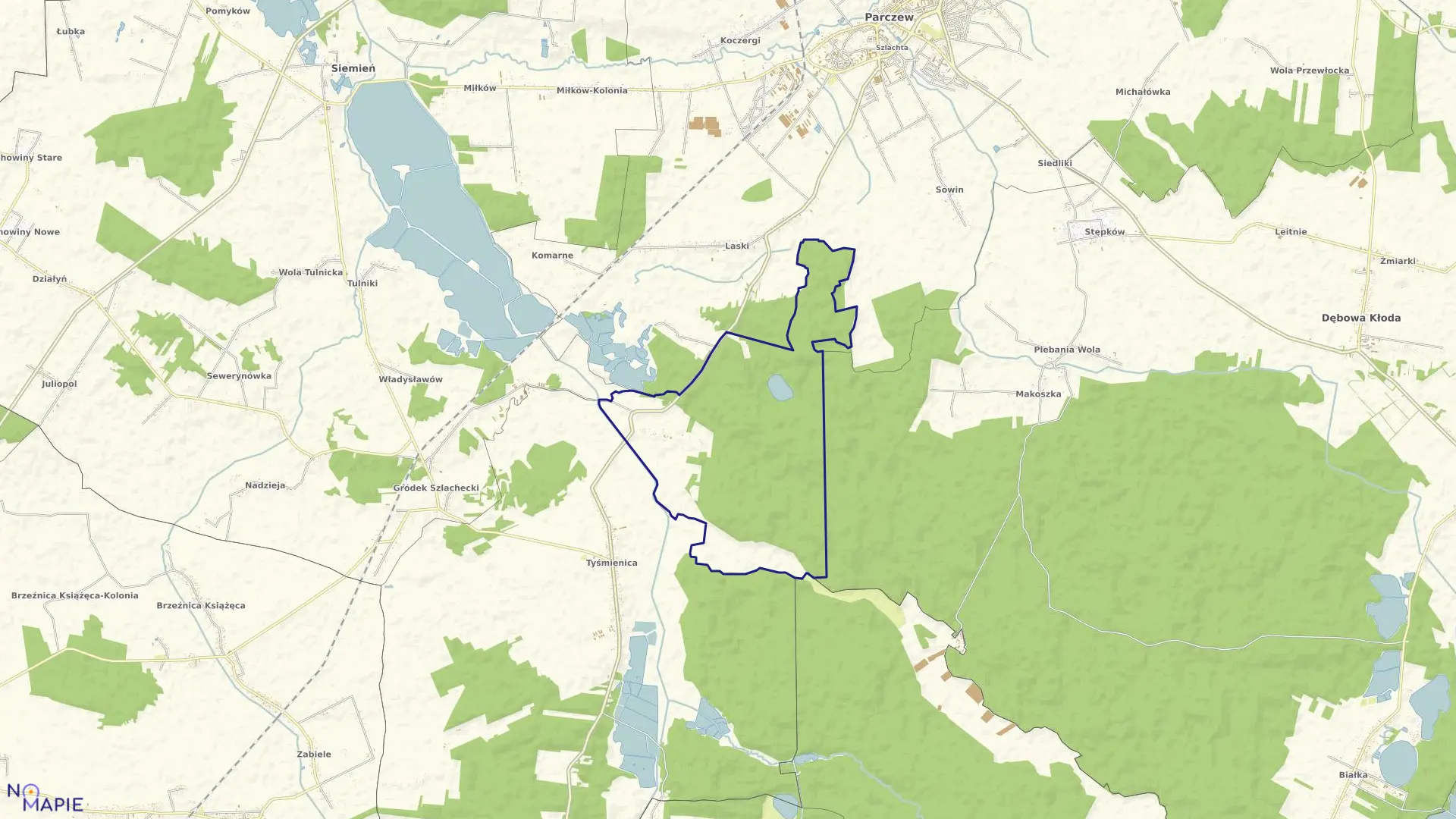 Mapa obrębu BURADÓW w gminie Parczew