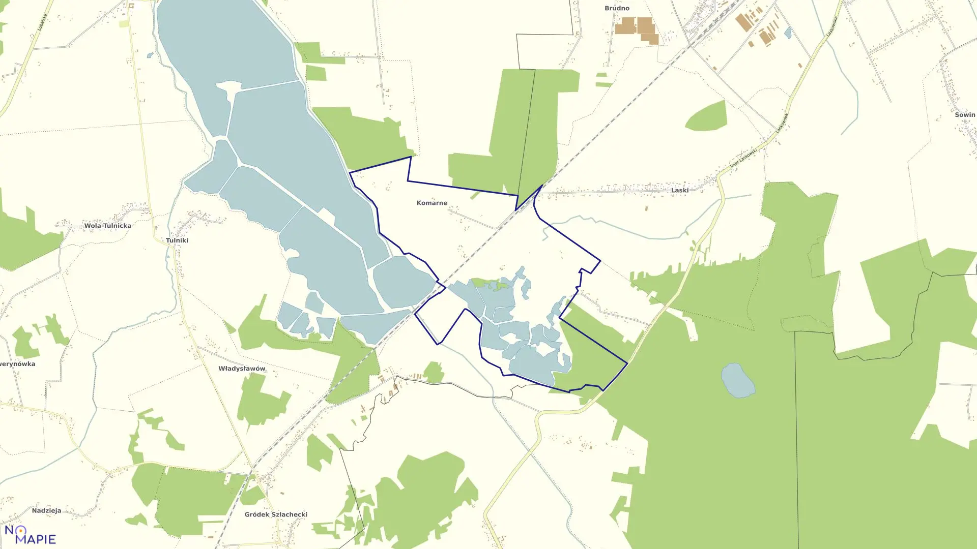 Mapa obrębu KOMARNE w gminie Parczew