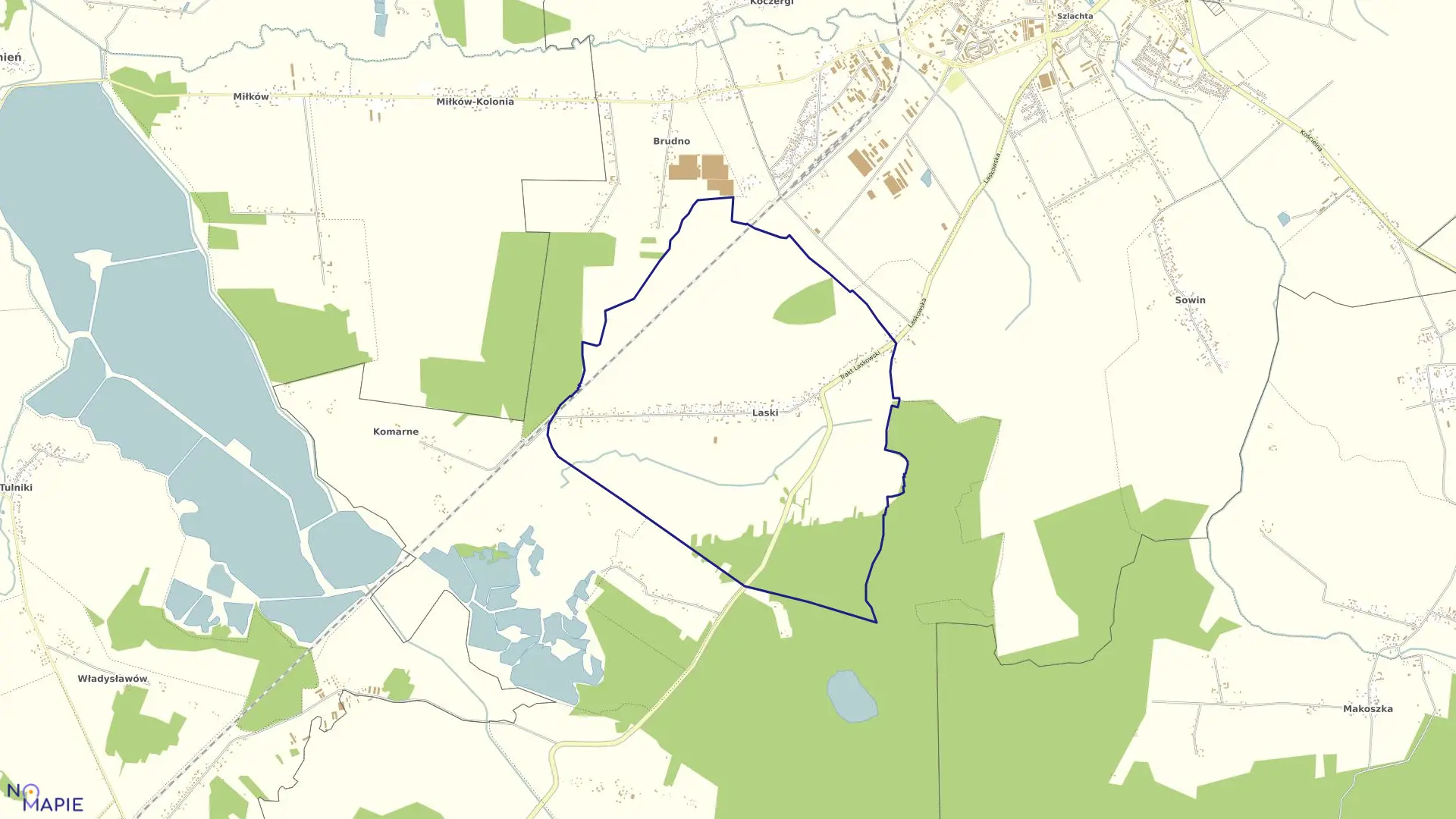 Mapa obrębu LASKI w gminie Parczew