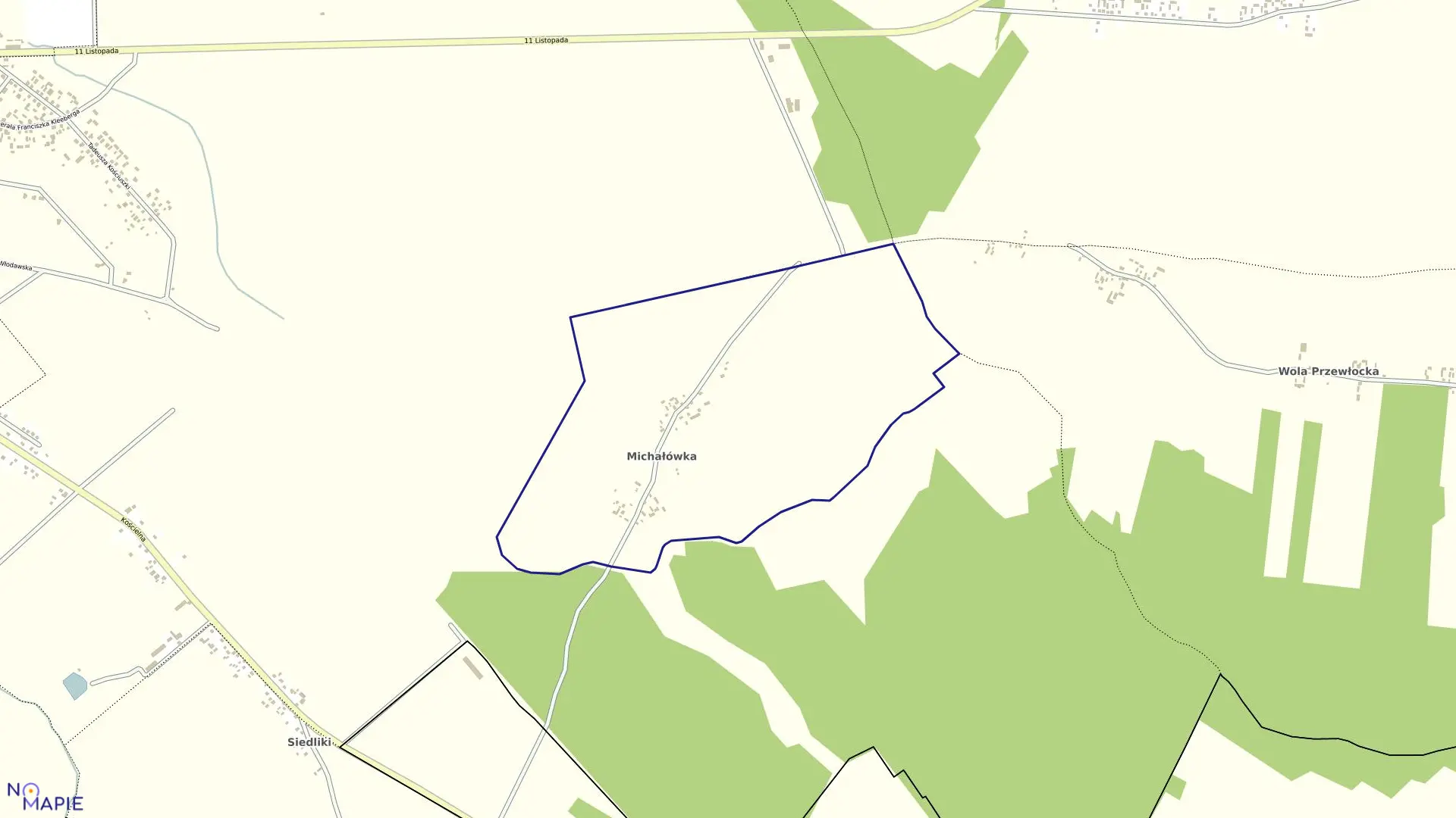 Mapa obrębu MICHAŁÓWKA w gminie Parczew