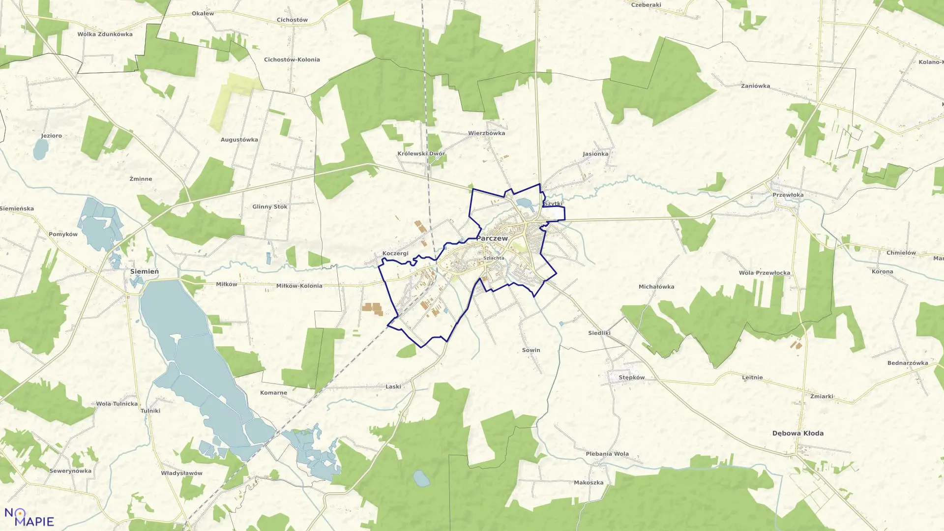 Mapa obrębu PARCZEW MIASTO w gminie Parczew